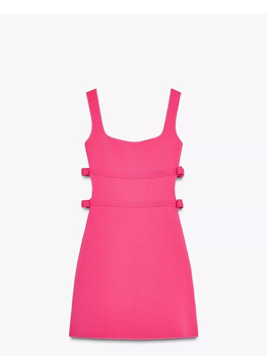 Zara Dresses & Skirts - Zara Bright Pink Square-Neck Mini Dress